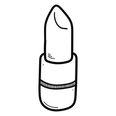 Hand drawn doodle lipstick on white background.