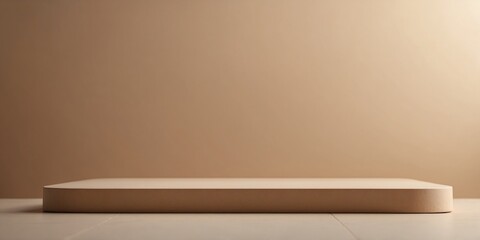 Empty platform stage on beige background Minimal product showcase.