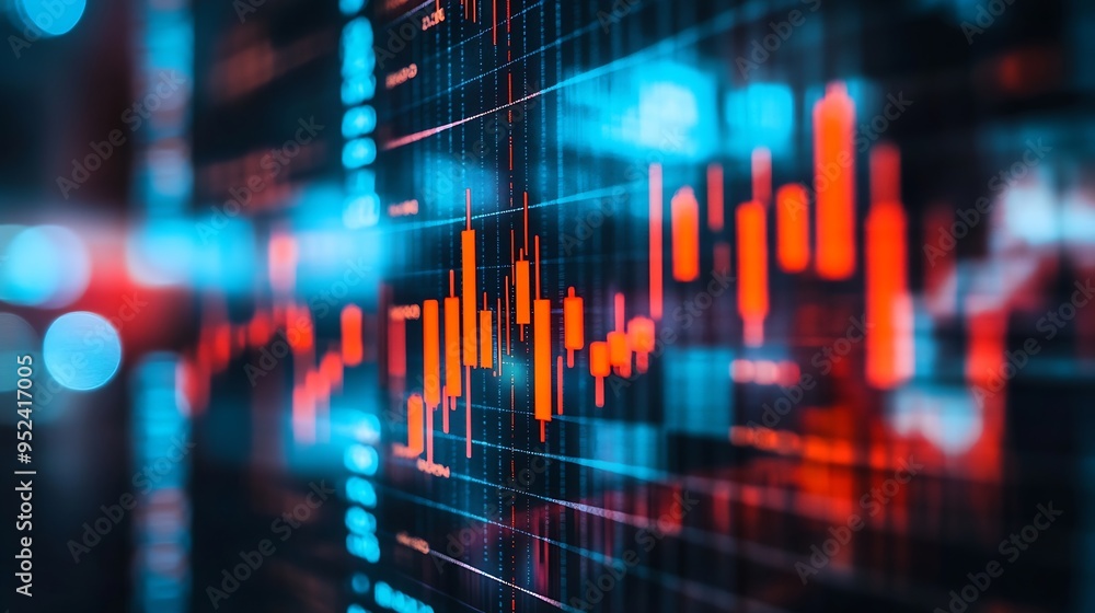 Poster stock market or forex trading graph and candlestick chart suitable for financial investment concept 