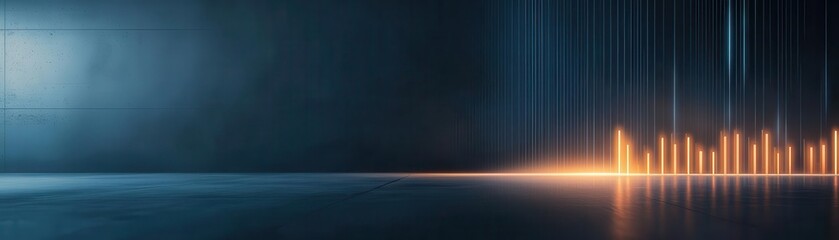 A digital illustration of a project execution dashboard, with glowing icons and progress bars, in a sleek, minimalistic style