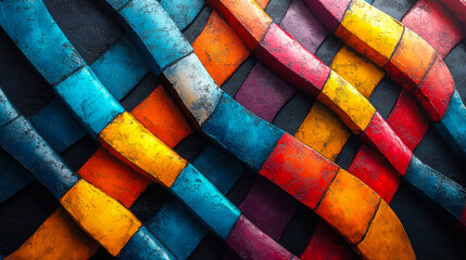 Fototapeta premium Vibrant Abstract DNA Strands Texture, Multicolored Genetic Concept Art, Biochemical Science Theme, 3D Visual, Night Setting, Bright and Intricate Patterns, Molecular Biology Inspired Artistic Design