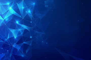 Blue background vector with triangle and glowing line for technology concept, business abstract banner design template