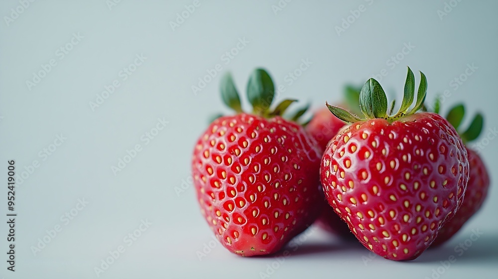 Poster red strawberries isolated on a white background : generative ai