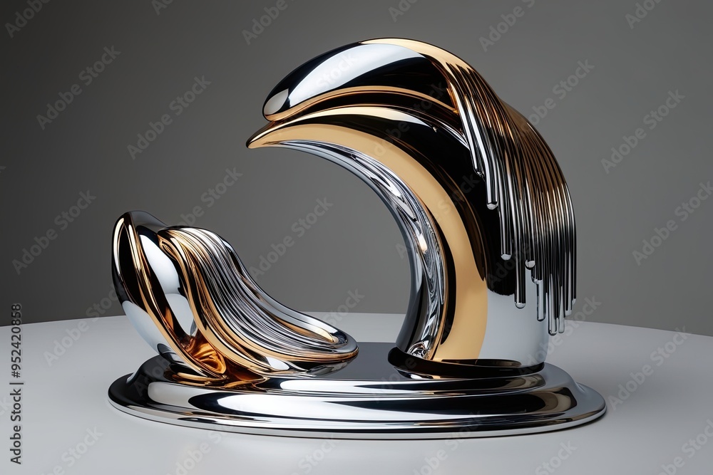 Poster Mesmerizing Liquid Tin Design with Eye-Catching Cascading Chrome Effect