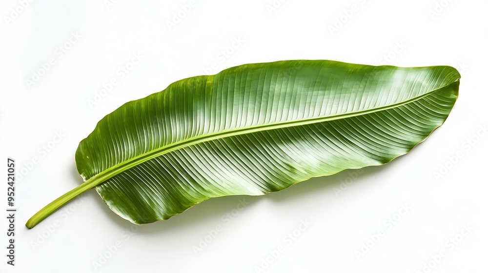 Aufkleber tropical banana leaf isolated on white background with clipping path : generative ai