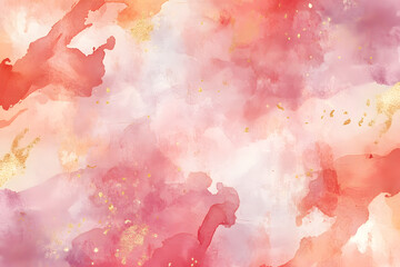 Elegant Pink Watercolor Background with Gold Accents and Soft Abstract Design