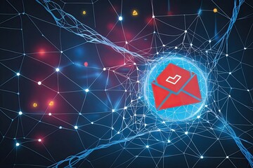 Cybersecurity Vigilance: A Striking Visual of a Digital Net Entangled with a Malicious Email Icon Highlighting Caution, Deception, and Security Risks