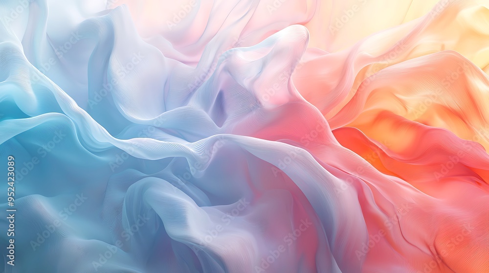 Poster a textured background of blue and orange fabric waves creates a dynamic and artistic visual.