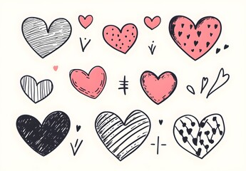Handcrafted Heart Doodle Graphic Elements for Logo Design and Artwork