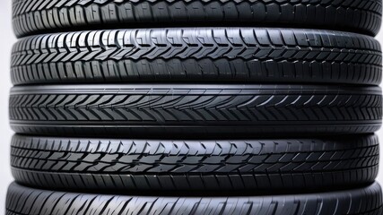 New tires on a dark background. Tire repair background.