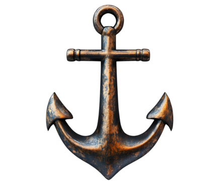 A rustic anchor symbolizing stability and hope, perfect for nautical themes and marine-inspired designs.