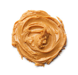 Fototapeta premium Tasty peanut butter on white background, top view