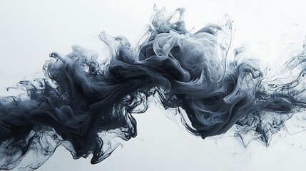 Abstract black ink dances in water, creating an artistic liquid art scene.