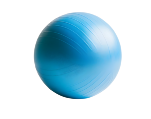 A vibrant blue fitness ball ideal for yoga, pilates, and exercise routines, promoting strength and balance.