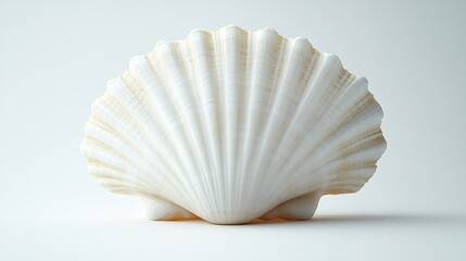White elegant sea jacobean scallop shell isolated on background Marine auqatic wildlife animal seashell Mollusc summer travel sea food concept : Generative AI