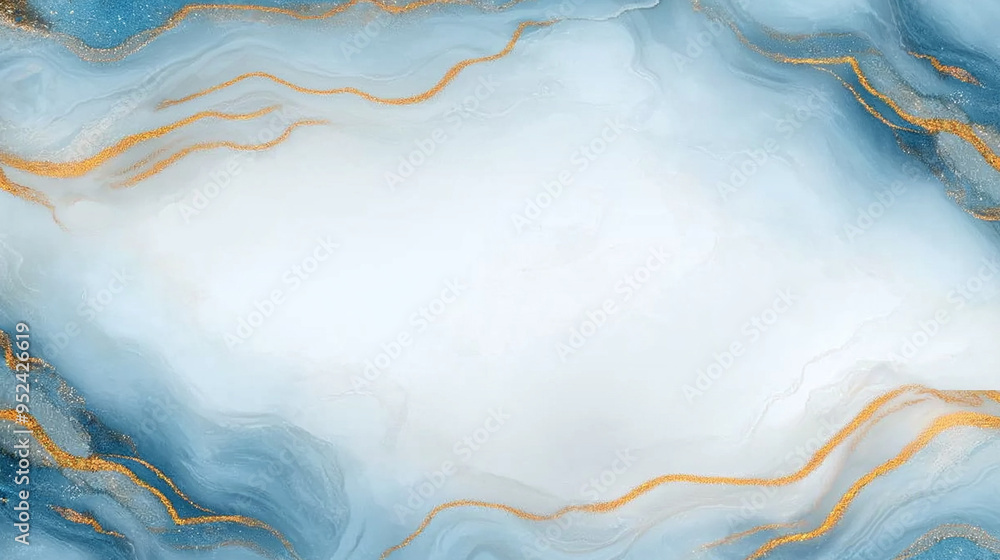 Poster create a cyan and gold marble pattern on a white background.