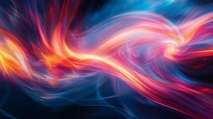 Fototapeta premium Swirling neon lines and flowing colors form a futuristic, digital art background full of movement.