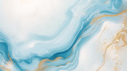 Fototapeta premium create a cyan and gold marble pattern on a white background.