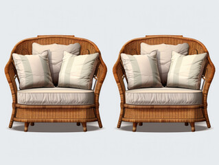 generated illustration of rattan chair isolated on white background.