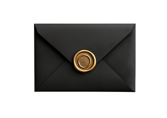 Elegant black envelope with a luxurious gold seal, perfect for invitations, letters, or special announcements.