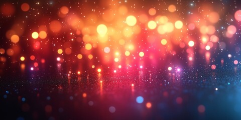 Abstract background with colorful bokeh lights and sparkles. Festive celebration and party concept. Image for backgrounds, banners, and event promotions.