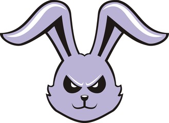 vector illustration of angry rabbit logo in light blue