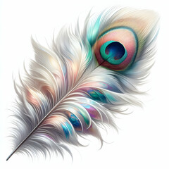 Obraz premium peacock feather isolated on white background