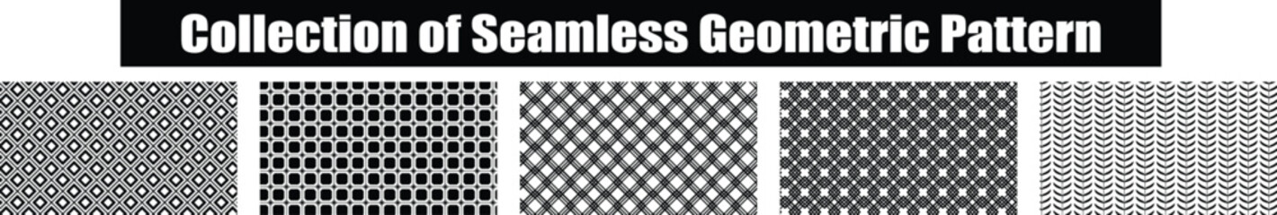 Seamless pattern with geometric minimalist shapes. Vector set of lines, linear tiling, stripy weaving, optical maze, twisted stripes. Collection of modern textures for your design and background.