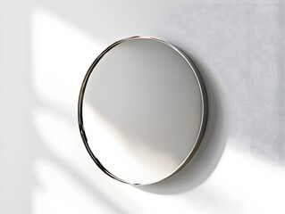 Sleek Floating Wall Mirror with Reflective Glass Surface Against Pristine White Backdrop