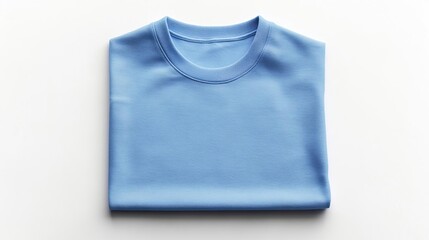 A neatly folded light blue sweatshirt, showcasing its soft texture and casual style.