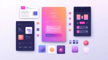 Elegant minimalist UI with flat icons and soft gradients, illustrating a contemporary digital platform design