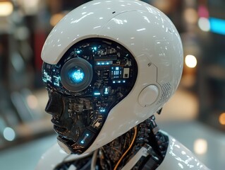 Fototapeta premium artificial intelligence robots face