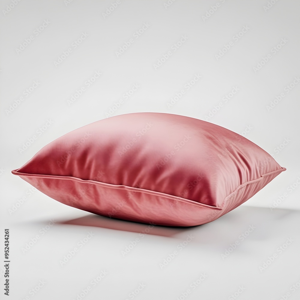 Poster sumptuous throw pillow on crisp white background with luxurious fabric and soft lofty form