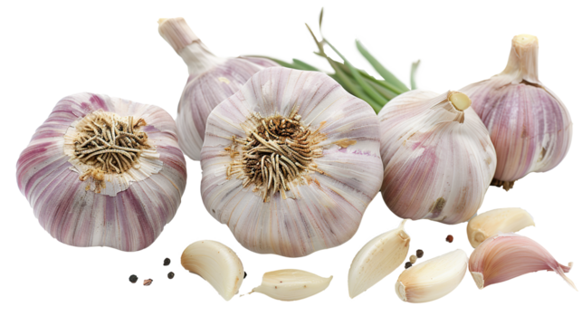 Garlic vegetable isolated on transparent background, PNG