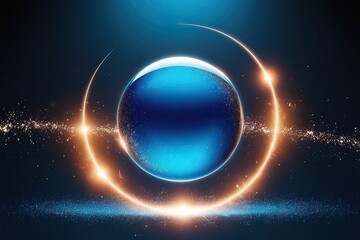 Obraz premium Dynamic Blue Abstract Sphere with Glowing Halo and Sparkling Particles on Dark Backdrop