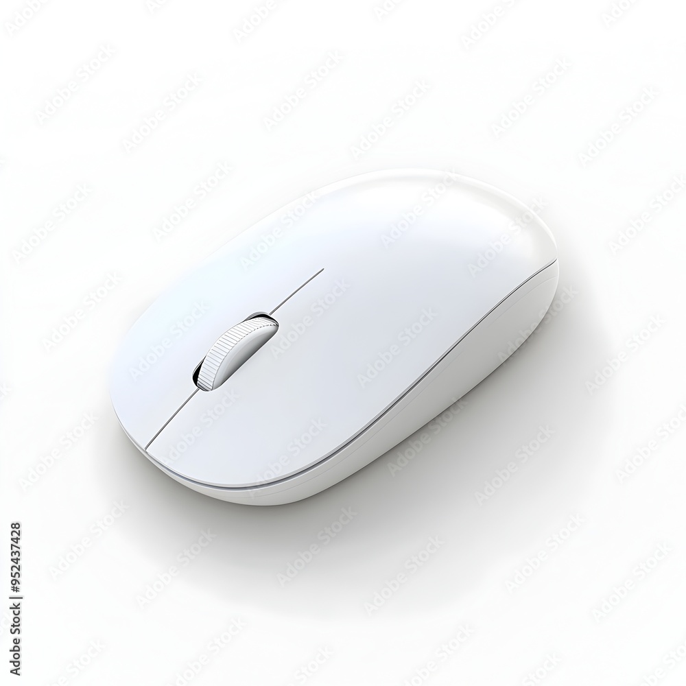 Poster wireless mouse isolated on pristine white background with detailed rendering and contemporary design