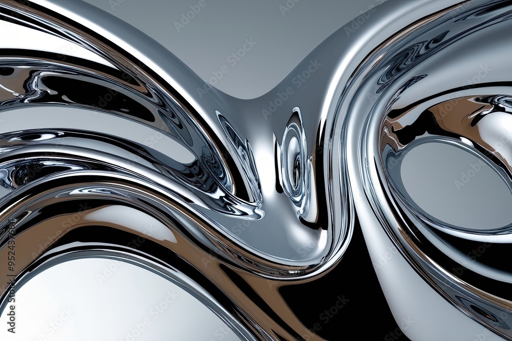 Aufkleber captivating liquid mercury formations with dynamic chrome waves and glossy pooled drops