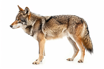 Obraz premium a wolf standing on a white surface with a white background