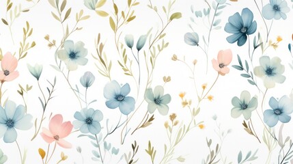 A hand-painted floral pattern with a watercolor effect, featuring soft hues and a dreamy aesthetic