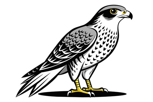 recommend clip art: Line art cooper hawk animal silhouette vector art illustration