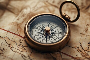 Vintage Compass on an Antique Map
