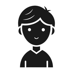 Smiling boy with side parted hair icon isolated on white