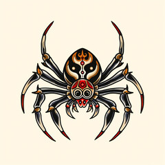 Spider head very simple traditional tattoo flash styles illustration