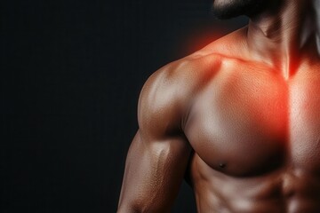 Athlete's muscle with highlighted areas of new tissue growth, emphasizing recovery and strength, muscle tissue, muscle recovery