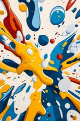 Abstract colorful shapes on a white background.