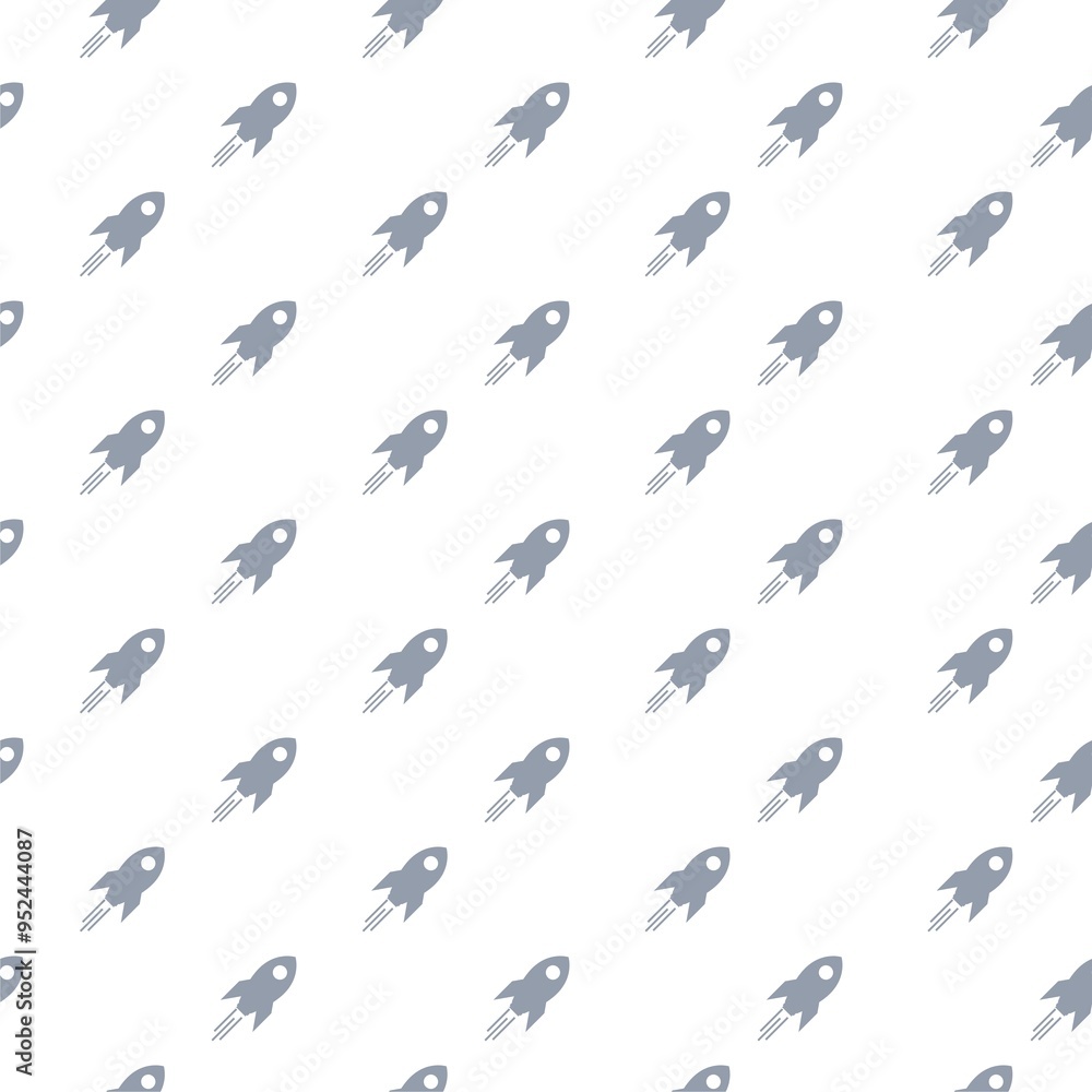 Poster spaceship launch seamless pattern icon on white isolated background