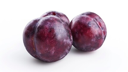 Obraz premium Three Plums on a White Background