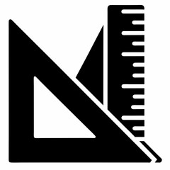 Ruler and setsquare Black silhouette