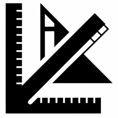 Ruler and setsquare Black silhouette