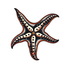 Starfish head very simple traditional tattoo flash styles illustration